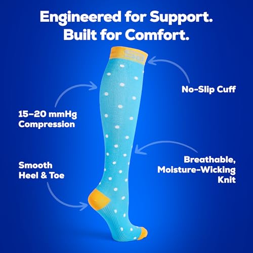 Image of SB SOX 3-Pair Compression Socks (15-20mmHg) for Men & Women - Comfortable Socks, Easy to Put On - Best Socks for Daily /Any Use, Running, Nurse, Travel