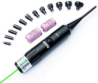 Bayattoo Universal Green Laser Bore Sight Kit for .177 to . 12ga Multiple Caliber, Barrel Laser Boresighter with Press Switch for Rifles and Handgun Hunting Scopes with 2 Batteries