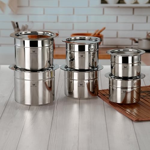 MIKARA Stainless Steel Round Bottom Tope Set of 6pcs (350,450,550...