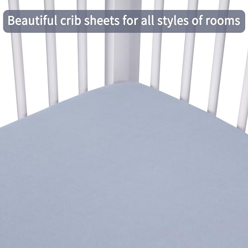 Crib Sheets for Boys Girls,100% Cotton Fitted Crib Sheet 2 Pack for Standard Crib and Toddler Mattress, Super Soft Breathable Baby Sheet 28x52x8in (White & Gray)