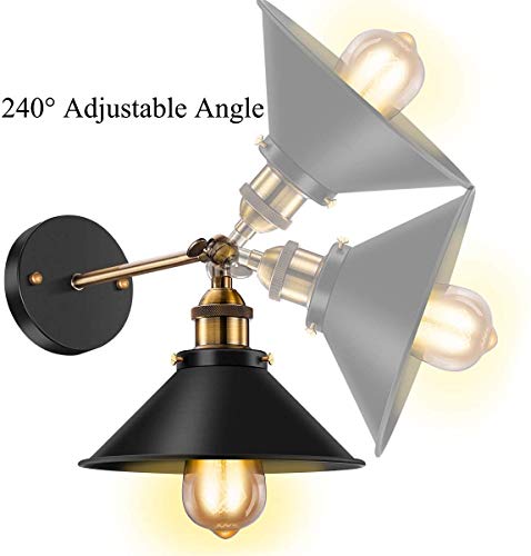 Licperron Vintage Wall Sconce Black Antique 240 Degree Adjustable Industrial Wall Light for Restaurants Galleries Aisle Kitchen Room Doorway 2 Pack
