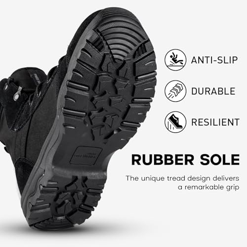 FREE SOLDIER Men's Tactical Hiking Boots 6 Inches Lightweight Breathable Work Boots Military Desert Boots(Black 10) 6