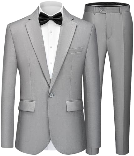 WEEN CHARM Mens Suits 2 Piece Slim Fit One-Button Wedding Tuxedo Suit Set | Notched Lapel Elegant Blazer Trousers Classic Fit Formal Wear Dress Suits for Prom Business Graduation Back to Scho product thumbnail 16