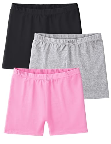 Image of Somaibo 3 Pack Girls Bike Shorts Kids Cartwheel Under Dress Cotton Short | Girl Biker Shorts Dance Tumble Gymnastic Short