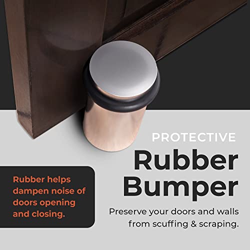 Nyco - Floor Door Stopper Chrome Door Stop - Classy Solid Steel Modern Heavy Duty Door Stoppers - Floor Mount Anchor Screw - Wall Protector For Commercial Door (2 Inch Satin Chrome Finish) #TOP3