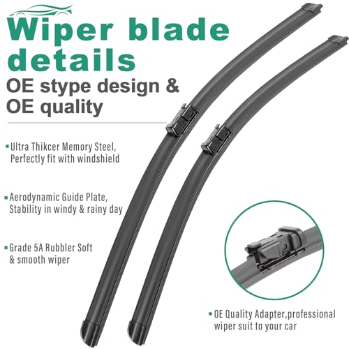 24" 21" Windshield Wiper Blades Replacement for Buick Enclave Chevy Malibu GMC Acadia Saturn Aura Outlook VW Tiguan Land Rover Range Rover Evoque Original Factory Quality Front Wipers Set (Pack of 2) by WINDSMILE - Image 2