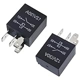 leediga Pack-2 Car Waterproof Relay, 4 Pin 12V 30A Multi-Functional Flame Retardant Shell Alloy Contacts Replacement, Motor Accessories, Universal for Cars (Black)