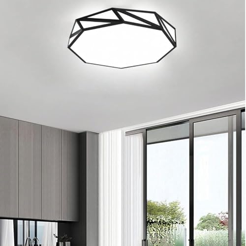 Lustre moderne à LED dimmable avec plafonnier rond plat pour salon