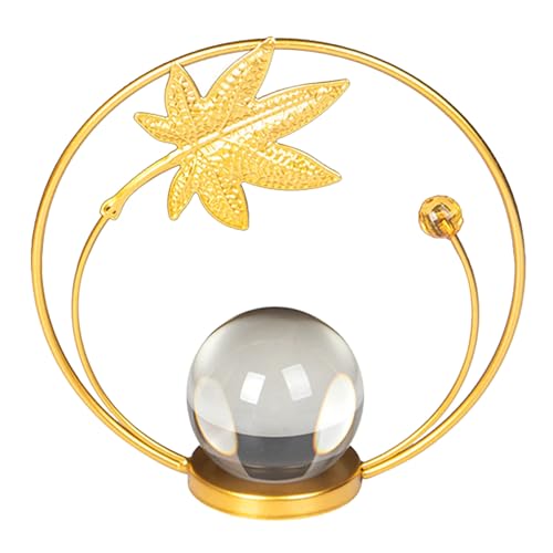 La Mejor review de Mesa cristal televisión al mejor precio. 35 NOENNULL Bola de Cristal con Soporte de Hoja Dorada, Decoración de Mesa de Entrada, Esfera de Cristal para Estante, Mesa de café, Oficina, Dormitorio, TV, Mueble, Estantería...