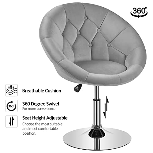 image for Yaheetech Living Room Vanity Chair Swivel Makeup Chair Velvet Round Tu