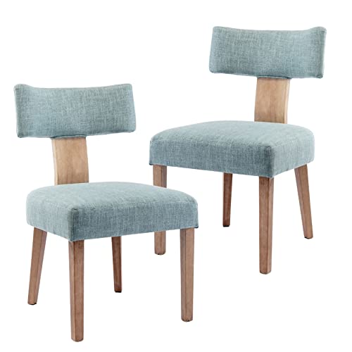 HNY Barrel Dining Chairs Set of 2, Mid Century Modern Upholstered Dining Chairs with Arms, Linen Kitchen & Dining Room Chairs, Solid Wood Frame Accent Chairs for Kitchen, Apartment, Beige Be