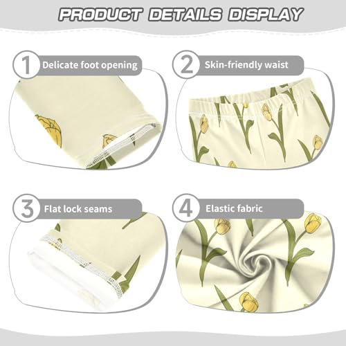 Toddler Girls Leggings Printed Yoga Pants Leggings Yellow Tulip for Kids3