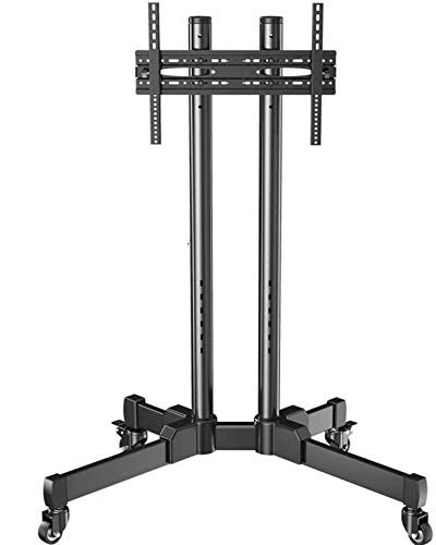 Schwarzer rollender TV-Wagen mit Rädern ， Schwenkbarer Universal-TV-Ständer für 32-Zoll-/43-Zoll-/55-Zoll-/70-Zoll-Fernseher, höhenverstellbar,