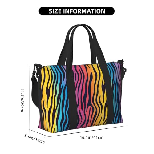 Laptop Tote Bag for Women Work - Colorful Zebra Stripes Print Weekender Overnight Bags for Women Travel, Gym Duffle Bag for Men, Personal Item Crossbody Travel Bags for Men Carry On2