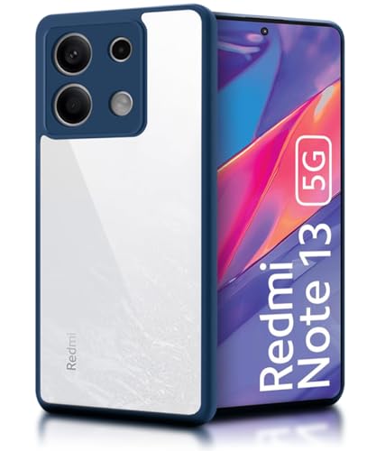 Image of WOW IMAGINE Shockproof Hybrid Back Cover for Xiaomi Mi Redmi Note 13 5G | Hard Slim fit Back Case | PC & TPU | Clear Transparent Case - Blue