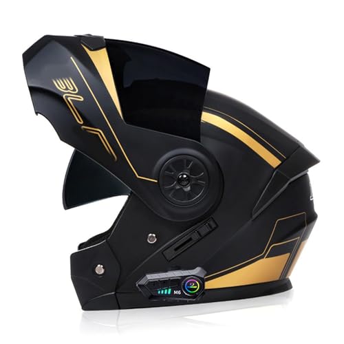 ZHTBATE Bluetooth Integrado Casco Moto Modular Cascos Integrales, con Doble Visera Cascos De Motocicleta, Casco Integral ECE Homologado, para Mujeres Y Hombres