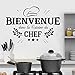 CHTHREEC Bienvenue dans la cuisine du chef citation vinyle sticker mural arbre mural cuisine restaurant décoration décalque affiche 55cmx80cm