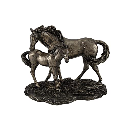 Estatua diseño Veronese de caballos majestuosos con acabado en bronce