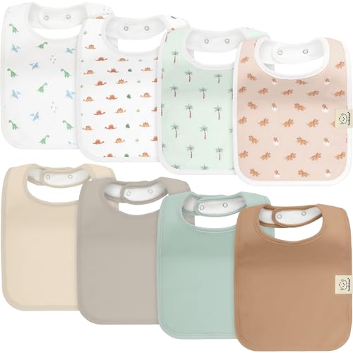 Image of KeaBabies 8-Pack Organic Baby Bibs for Boys, Girls - Super Absorbent Cotton Drool Bibs for Baby Girl & Boy, Teething Toddler, Drooling Newborn, Ultra Soft & Machine Washable (Roarsome)
