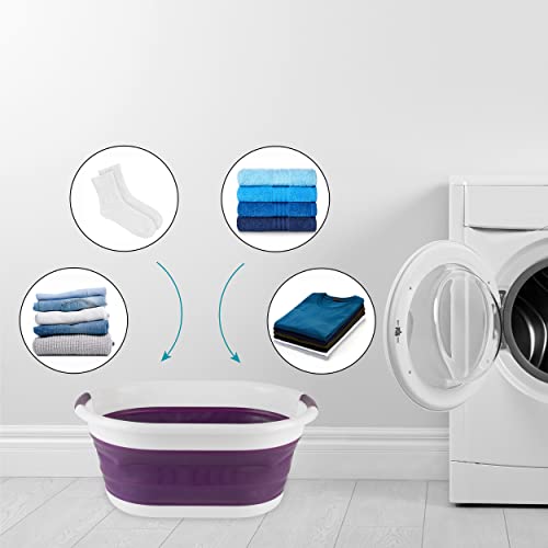 Beldray LA034816PUR Collapsible Laundry Basket - Foldable Clothes Basket, 37 L Washing Tub, Large Collapsible Laundry Bin with Carry Handles, Pop Up Laundry Hamper, Ideal for Camping/Festivals, Purple - Image 4