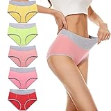 CleainKorte Women's Cotton Underwear High Waisted Stretch Briefs Ladies Full Coverage Panties (Regul