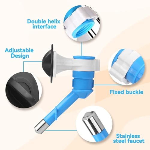 Image of Emily Pets Dog Water Dispenser, Top Fill Water Bottle Dogs & Cats & Rabbits Water Dispenser Pets Water Bottle Nozzle, Drinking Water Feeding Cage Water Dispenser Feeder Head, No Drip Bottle(Sky Blue)
