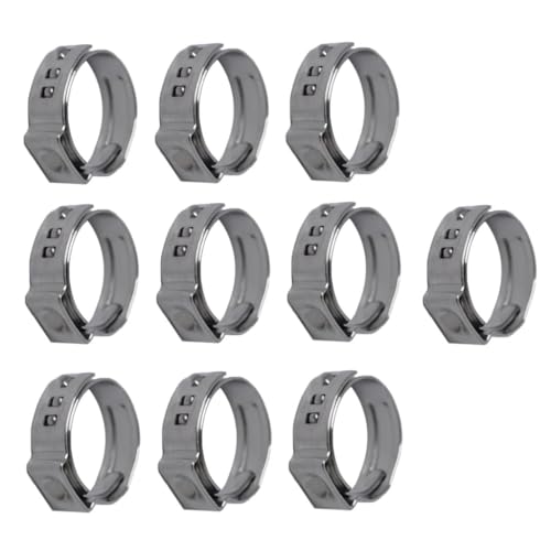 10Pcs Stainless Steel Single Ear Hose Clamp O Clips 12.8-15.3mm(10 x 12.8-15.3mm)