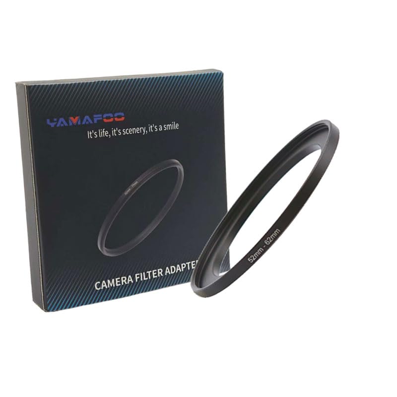 52mm to 62mm Step-Up Ring/Step Down Rings Filter Adapter for All Brands UV ND CPL Metal Ring Step-Up Rings Adapter Filter,Black (52-62)