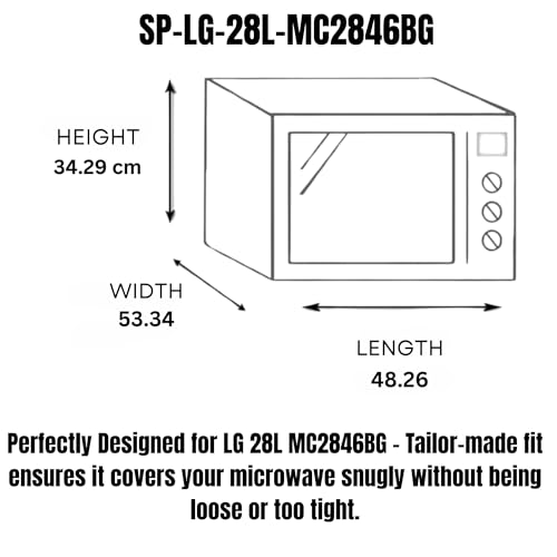 Image of PVC Microwave Oven Cover for LG 28L MC2846BG | Full Closure Zip | Waterproof & Dustproof | Attractive Digital Print | Wipe Clean | Kitchen Decor | 51x30.5x49.4cm | Blue Grey Leaf Design