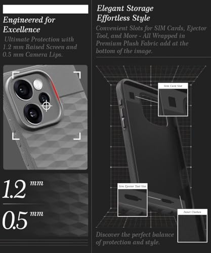 Image of WOW IMAGINE Back Cover for Oppo Reno 15 Pro 5G | Reno 15 Pro Mini 5G with Hexa Cube Design | Ultra Slim Soft Rubberised Case | Inner Velvet Fabric | Flexible Mobile Case | Camera Protection - Grey