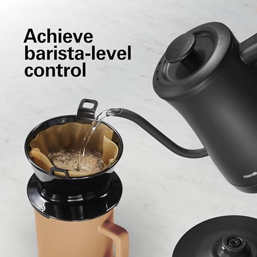 Image of Hamilton Beach Compact 20 oz. / 0.6 Liter Gooseneck Electric Kettle | Boiling Water, Pour Over Coffee, Tea | 1200 Watts | Auto Shutoff | Stainless Steel BPA-Free Interior | Black
