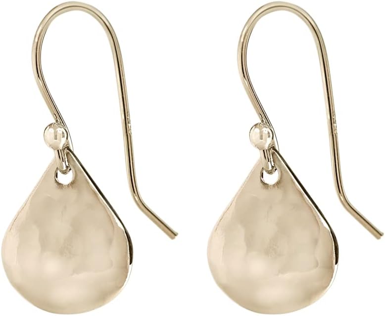Spirit by Silver Forest Gold Tone Hammered Teardrop Dangling Earrings