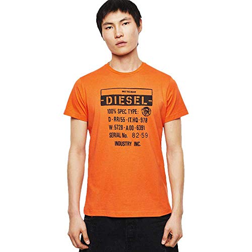 Diesel Diego S1 Men's Logo T-Shirt in Orange Cotton (XXL)