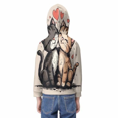 Pull imprimé 3D chat garçon manteau capuche enfant 9-11 ans poche