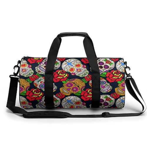 Sac de sport crâne en bonbon rose duffel bag 45x23x23cm