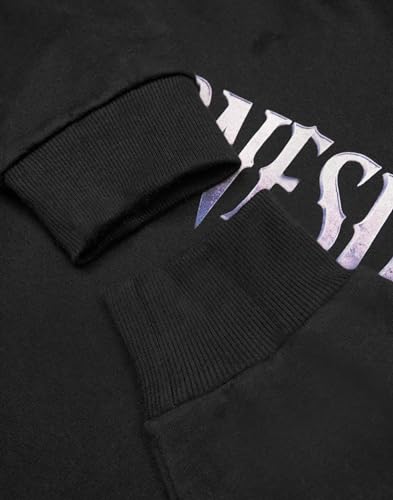 Wednesday Womens Hoodie | Ladies Addams Classic Purple Logo Graphic Hooded Sweatshirt in Black | Netflix Series One Merchandise Adults Hoody | The Addams Family Apparel Gift for Her - Image 3