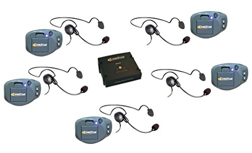 Eartec COMSTAR Full Duplex Wireless Intercom System with Cyber Headsets and ComPAK Beltpacks (5 Person)