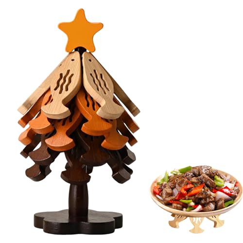 Juego de Salvamanteles de Árbol de Madera,Alfombrilla Aislante de Calor en Forma de de Madera - Decoración del Hogar Posavasos de Cocina,para Sartenes, Ollas, Cocinas, Salones, Hoteles, Restaurantes,