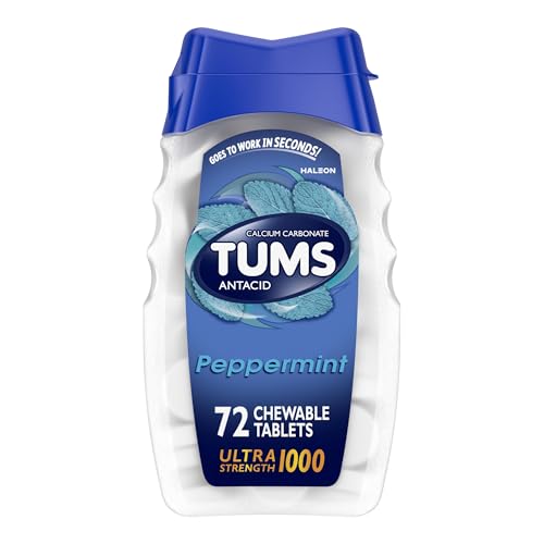 TUMS Ultra Strength Chewable Antacid Tablets for Heartburn Relief Peppermint - 72 Count