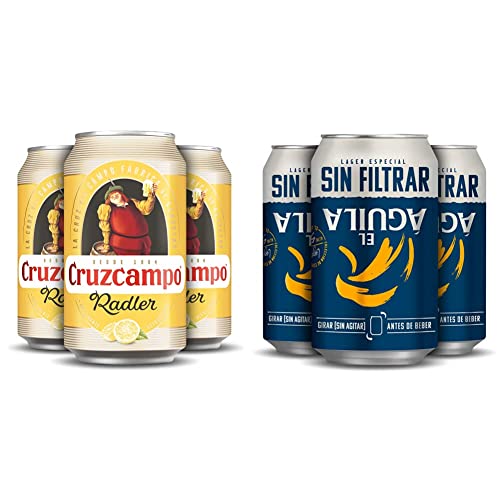 Cruzcampo Radler Cerveza Limon Pack Lata, 24 x 33cl & El Aguila Sin Filtrar Cerveza Lager Especial Pack Lata, 24 x 33cl