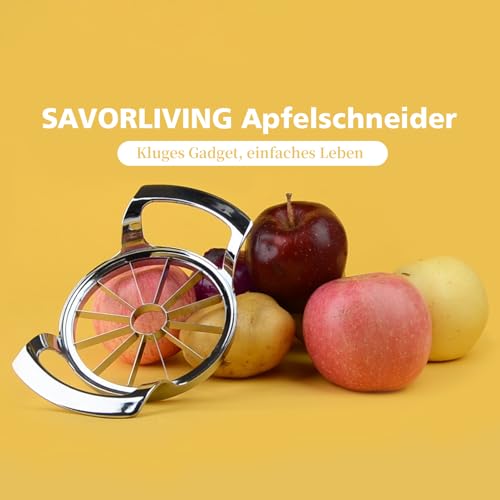 Foto von SAVORLIVING 4.72 inches Apfelschneider, Extra Großer Apfelspalter mit 12 Klingen, Robuster Edelstahl-Apfelschneider mit Verbessertem Klingenschutzsystem, Apfelentkerner für bis zu 10,5 cm Äpfel