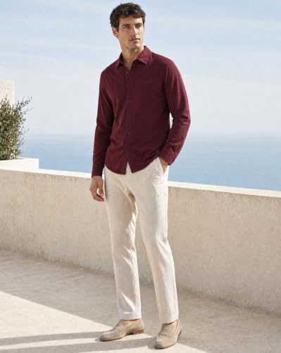 Image of Nobero Everyday Comfort Shirt for Men | Cotton Shirts for Men in 205 GSM Plated Interlock | Stand Collar | Regular Fit | Full Sleeve