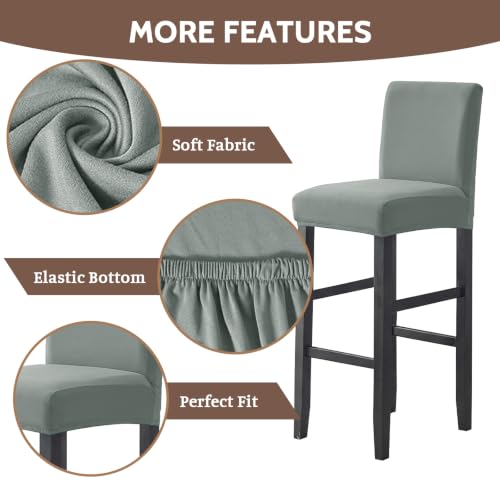 Image of FUANGUI Bar Stool Covers Set of 2, Waterproof Stretch Bar Stool Seat Covers | Washable Removable Bar Chair Covers with Backs Slipcovers, Bar Chair Covers Square for Kitchen Dining Room Cafe