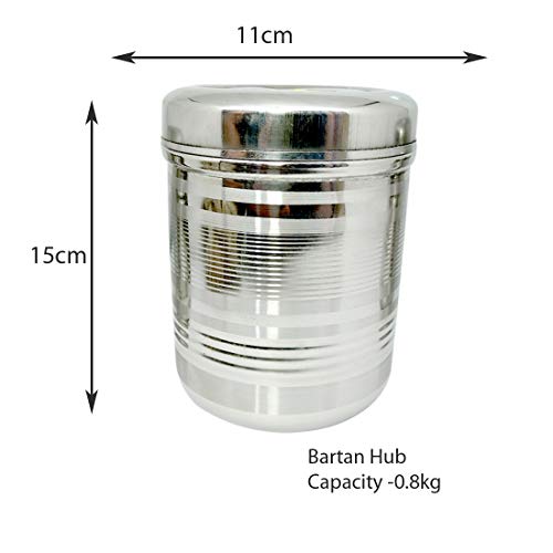 BARTAN HUB Container set stainless steel (Tea, Coffee, Sugar 3pc) - 1000 ml, 800 ml, 500 ml Steel Tea Coffee & Sugar Container (Pack of 3, Silver)