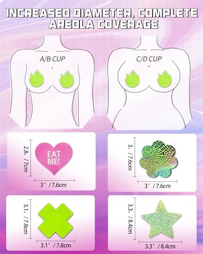 Pasties Rave Pack - Nipple Covers Stickers - Disposable Sticky Breast Petals - 15 Pairs3