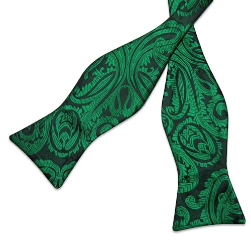 Juego de corbata de moño de seda paisley para hombre miniatura 4