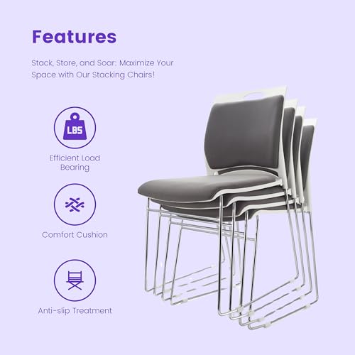 Vacyovke STACKING CHAIRS 001 4 Pack Stacking Chairs 1102Lb Capacity Home Office Guest Chair Set thumb #4