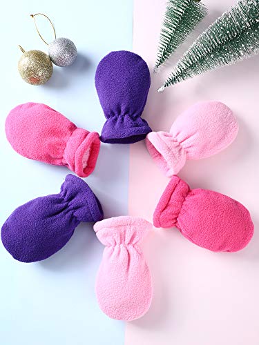 Image of SATINIOR 3 Pairs Baby and Toddler Winter Mittens Kids Fleece Warm Mittens for Baby Boy & Girl