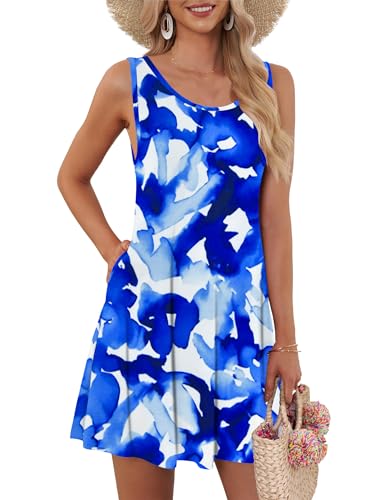 Image of AUSELILY Women's Summer Dress Sleeveless Floral Mini Dresses with Pockets Bohemian Dress 2025 New