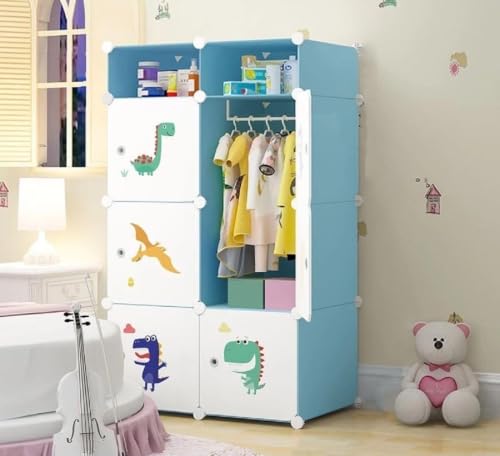 Image of 6 Door Plastic Wardrobe for Kids - Cupboard for Clothes Storage Rack, Almirah for Clothes, Baby Collapsible Wardrobe, Multi-Purpose Kids Storage Organizer for Books,Toy